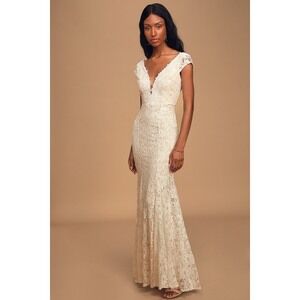 Lulus Icing On The Cake White Lace Short Sleeve Maxi Dress - Size S